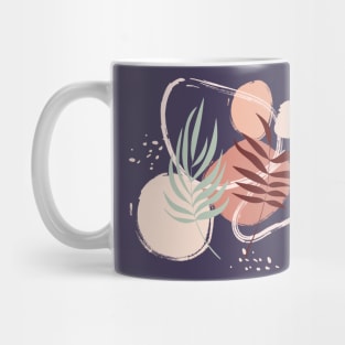 Abstract shapes tropical leaves earth colors digital design illustration Mug